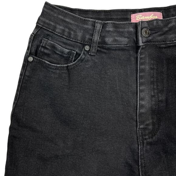 Bamboo Original Denim Black Cutoff Jean Shorts Sz 13 Grunge Stretch Denim Jorts - Picture 5 of 9